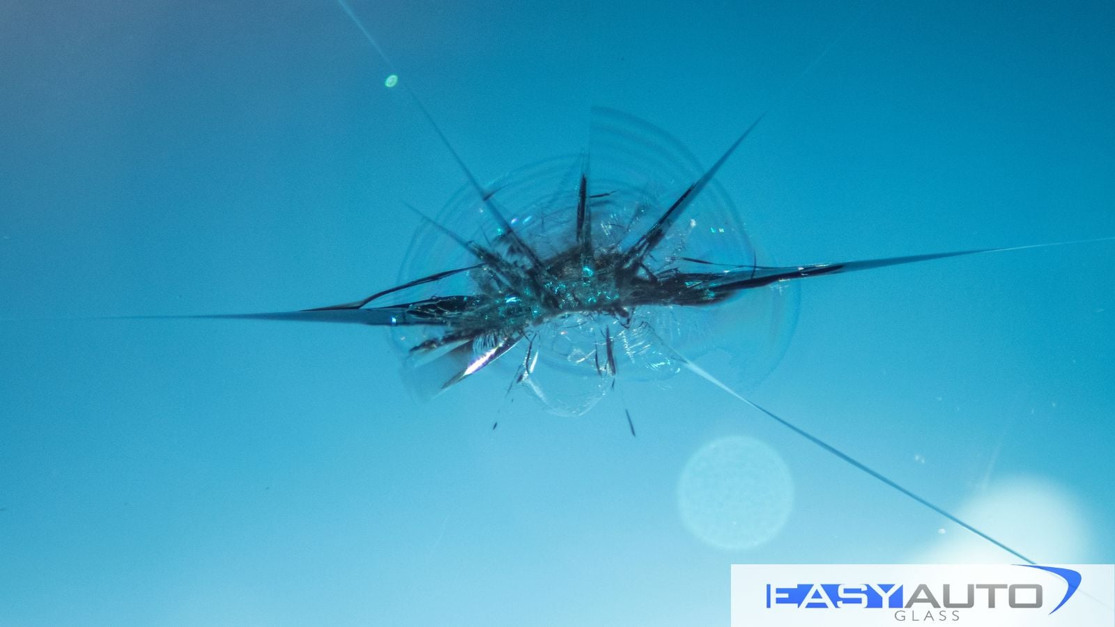 A chip in a windshield, with cracks spidering out. Leaving it could lead to bigger cracks